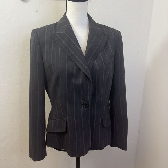 Anne Klein New York Executive Collection Pinstripe One Button Jacket Size 8P‎ - Picture 3 of 15